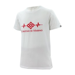 Design red embroidered logo custom-made pure white T-shirt shirt cuff label logo mark T1072 Design red embroidered logo custom-made pure white T-shirt shirt cuff label logo mark T1072
